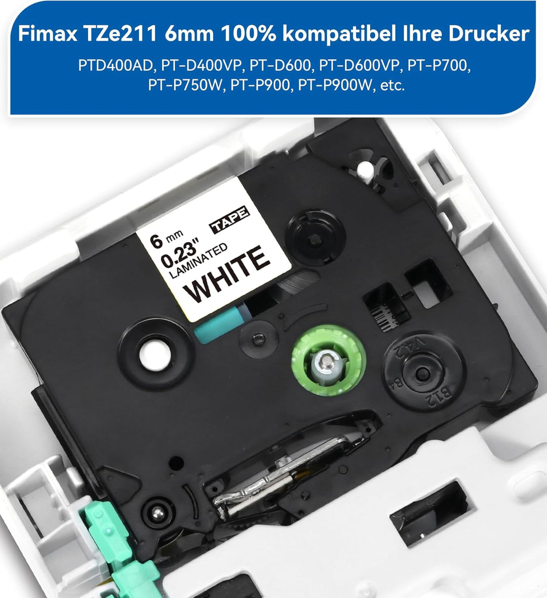 Fimax Kompatibel TZe Schriftband als Ersatz für Brother P-touch Bänder 6mm TZe-211 TZe211 TZ211 Etik