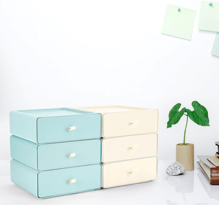 TIE-DailyNec 6 Stück Stapelbare Schubladenboxen, Kosmetik Organizer Schubladenbox, Aufbewahrungsbox