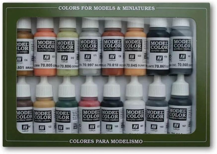 Vallejo 070107 - Farbset, Deutsche Farben, WWII, 16 x 17 ml bunt