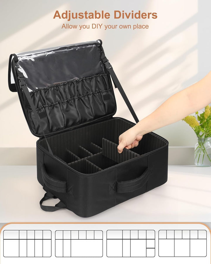 Relavel Make-up Rucksack XL, Profi Reise Make-up Koffer Set für Make-up-Künstler – Mit 4 transparent