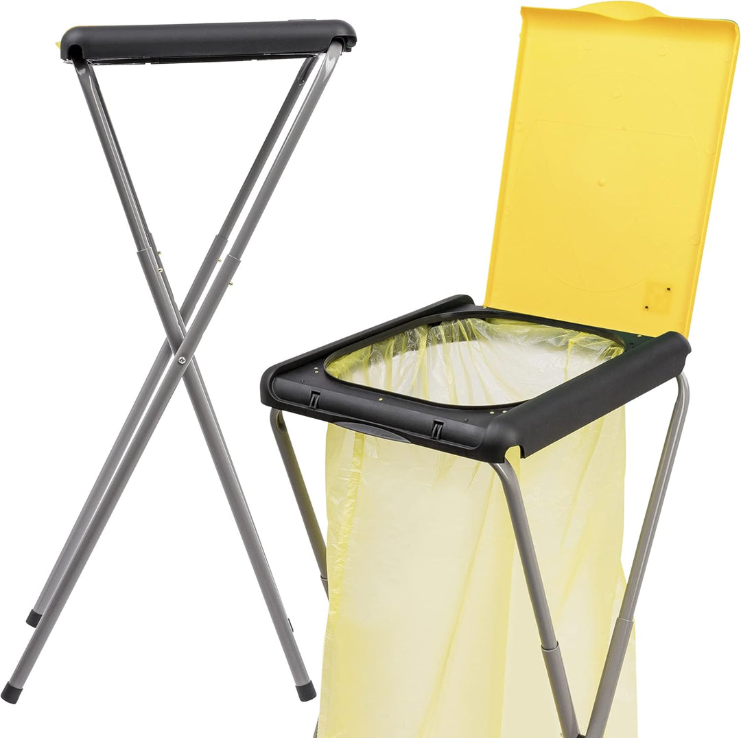 ONVAYA® Müllsackständer bis 120 Liter mit Deckel | Gelb - 2 Stück | Stabiler höhenverstellbarer Müll