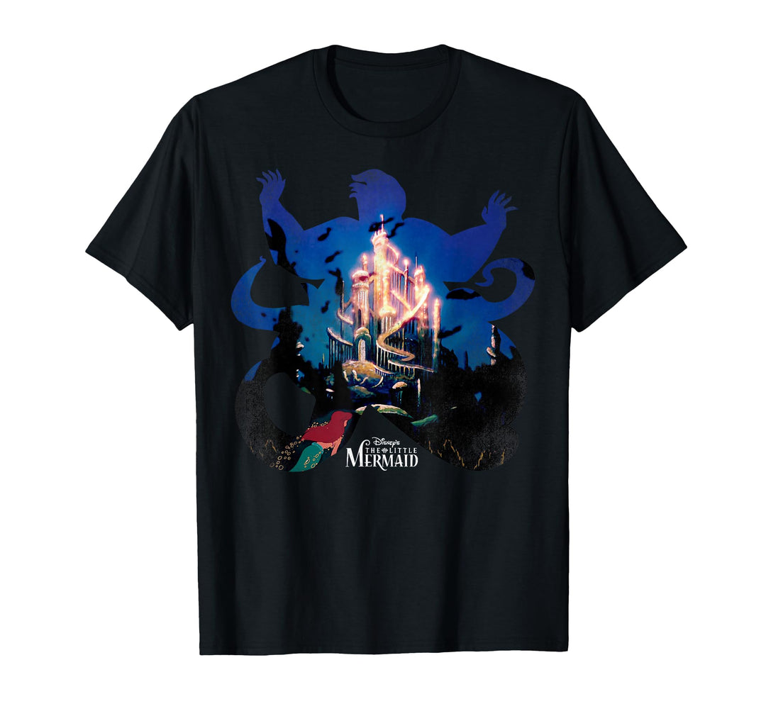 Mens Disney Little Mermaid Ursula Silhouette Graphic T-Shirt Medium Dark Heather