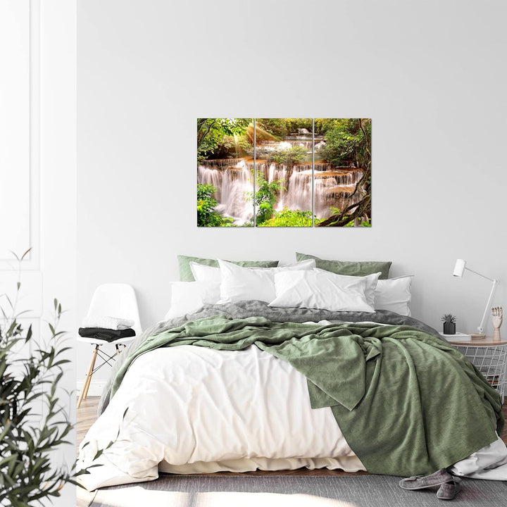 Runa Art Wandbilder Wasserfall Bild XXL Wohnzimmer Schlafzimmer Bunt Natur Landschaft 120 x 80 cm 3