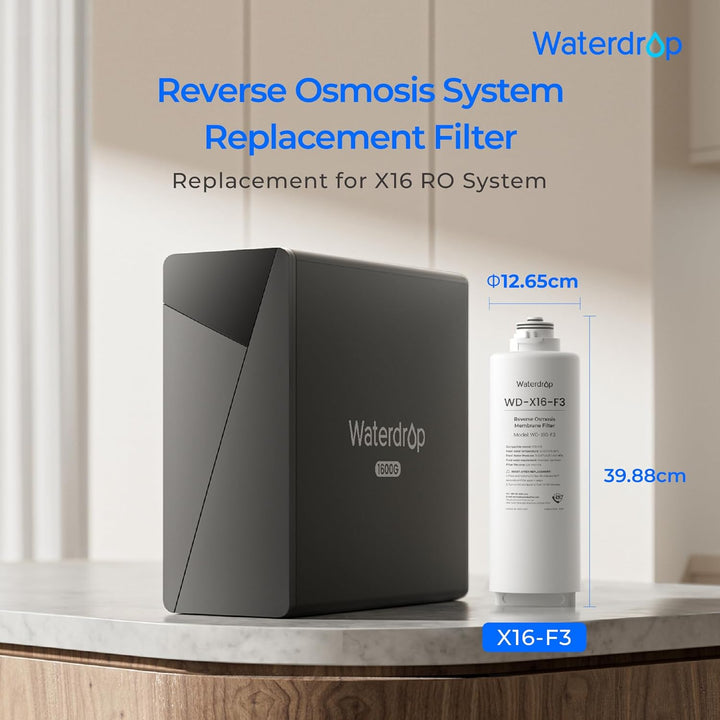 Waterdrop WD-X16-F3 Filter, Ersatz für WD-X16 1600 GPD Umkehrosmose-System, 24 Monate Lebensdauer, r