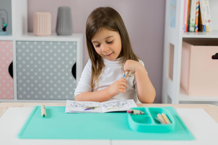 Kindsgut Mal- und Bastelunterlage aus Silikon für Kinder, Mint | Rutschfeste Schreibtischunterlage,
