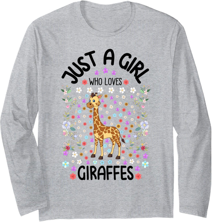 Girls Just a Girl Who Loves Giraffes Cute Giraffe Lover Gift Langarmshirt