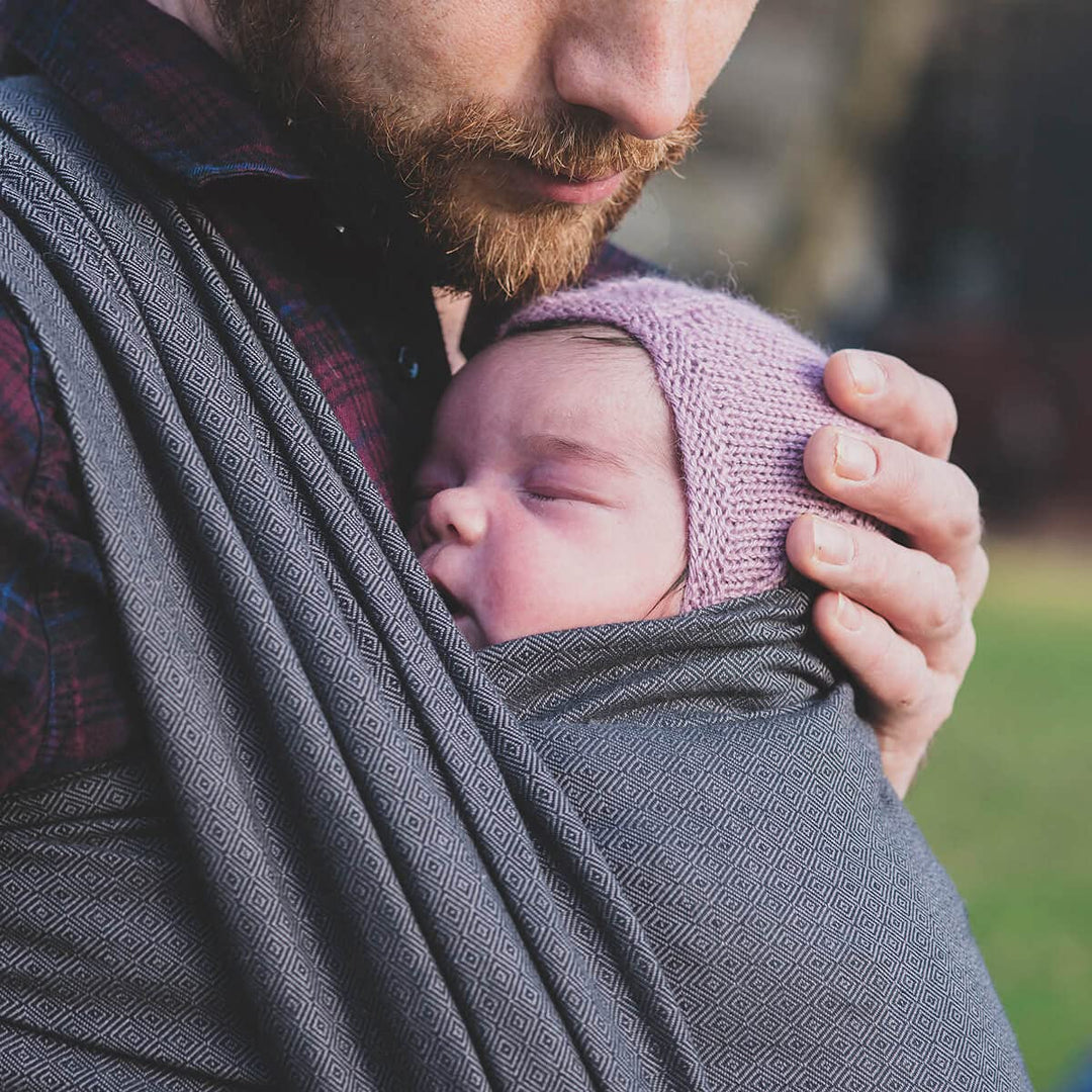 Hoppediz Tragetuch Baby Neugeboren ab Geburt, gewebt aus 100% Baumwolle, London grau 3,70 m 3,70 x 0