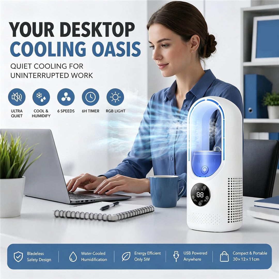 Tragbarer Klimaanlagenventilator, leiser Klimaanlagenventilator mit 6 Geschwindigkeiten, Mini-Ventil
