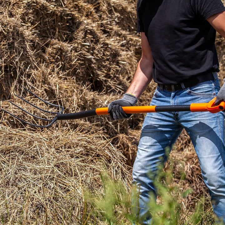 KADAX Spatengabel aus Stahl, 132 cm Lange Gabel, Heugabel, Grabgabel zum Umgraben, ergonomische Gart