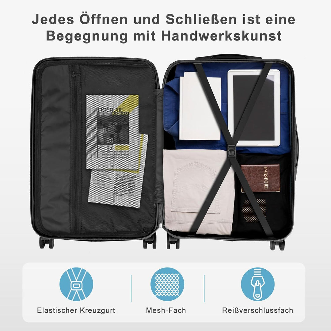 LALAHO Kofferset 5 teilig mit Kosmetikkoffer, Hartschalen Koffer Set aus ABS, Reisekoffer Set, Gepäc