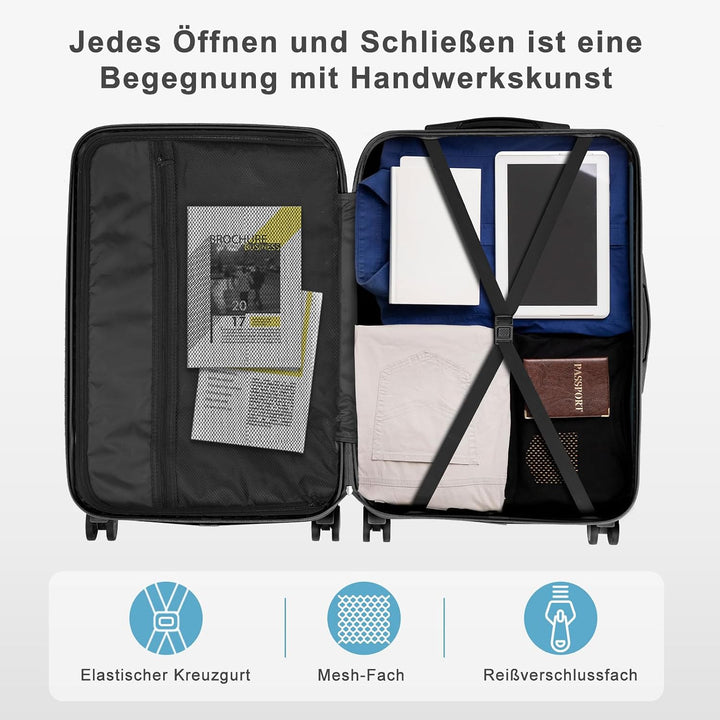 LALAHO Kofferset 5 teilig mit Kosmetikkoffer, Hartschalen Koffer Set aus ABS, Reisekoffer Set, Gepäc