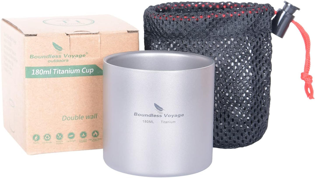 iBasingo Titan Becher 180ml Mini Reisebecher Doppelwandige Isolierte Tasse Outdoor Camping Faltbare
