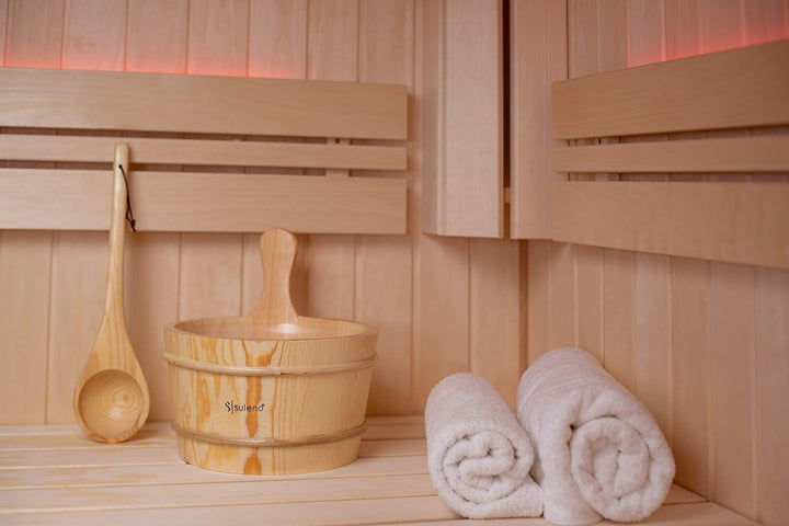 SULENO Sauna Set 3-teilig Saunazubehör Saunakübel Aufgusskelle Eimer mit Kelle 4