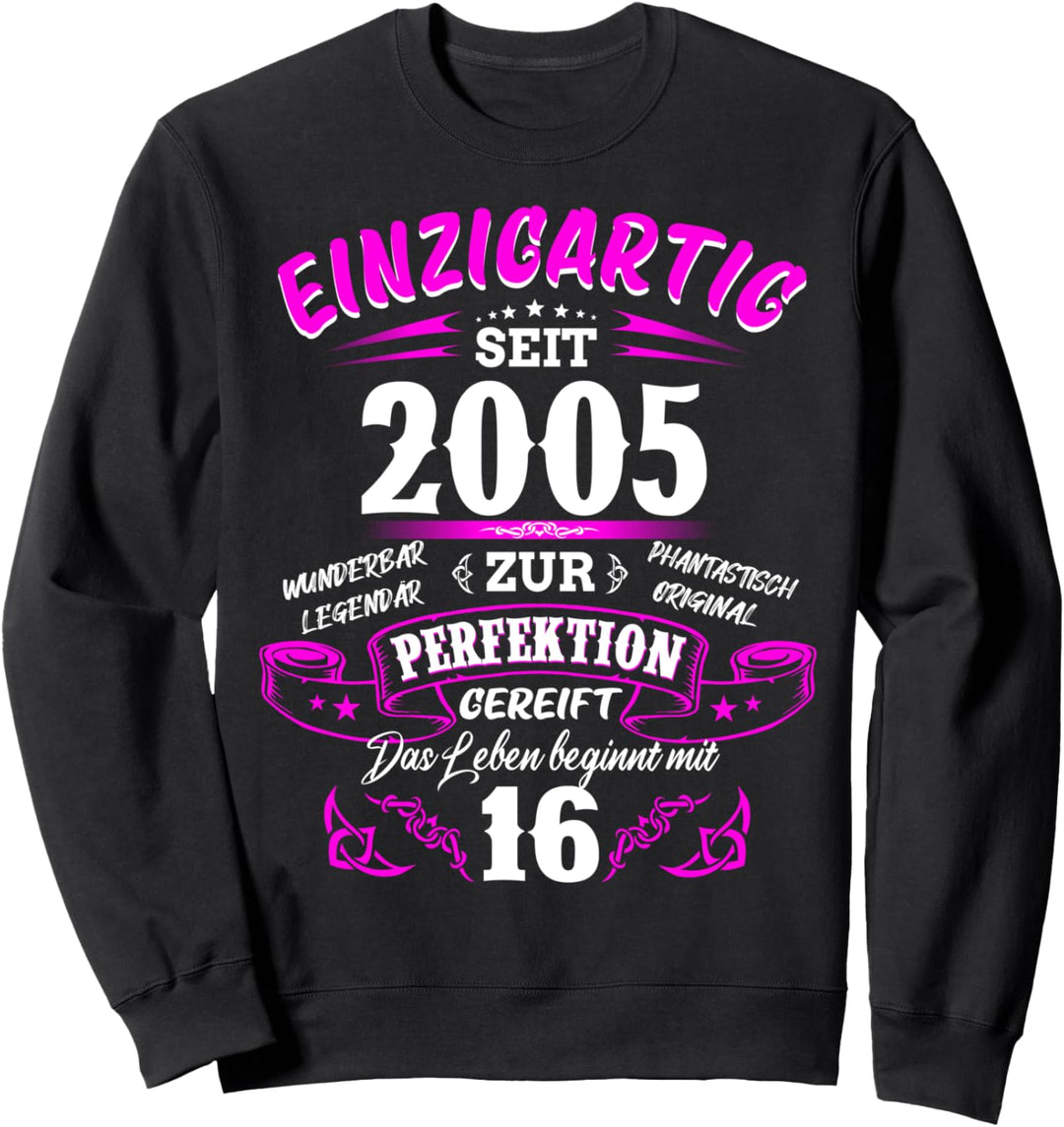 Einzigartig seit 2005 lustiger Spruch zum 16. Geburtstag Sweatshirt