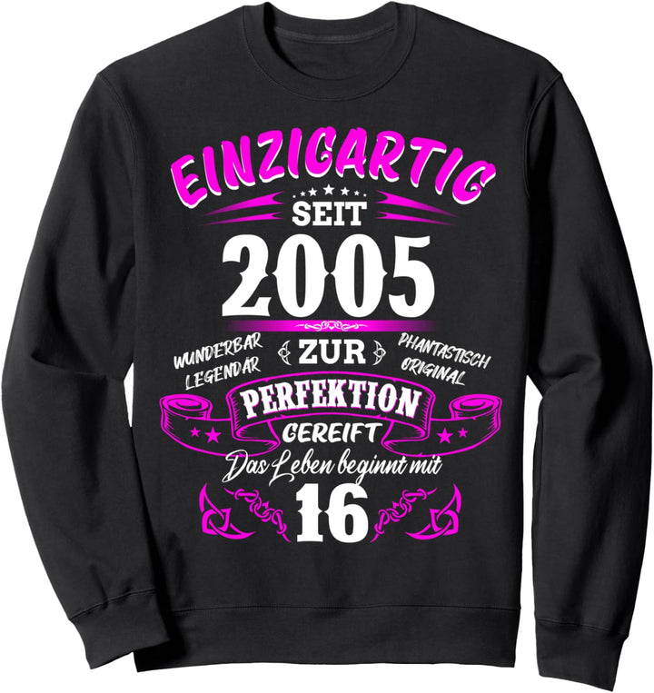 Einzigartig seit 2005 lustiger Spruch zum 16. Geburtstag Sweatshirt