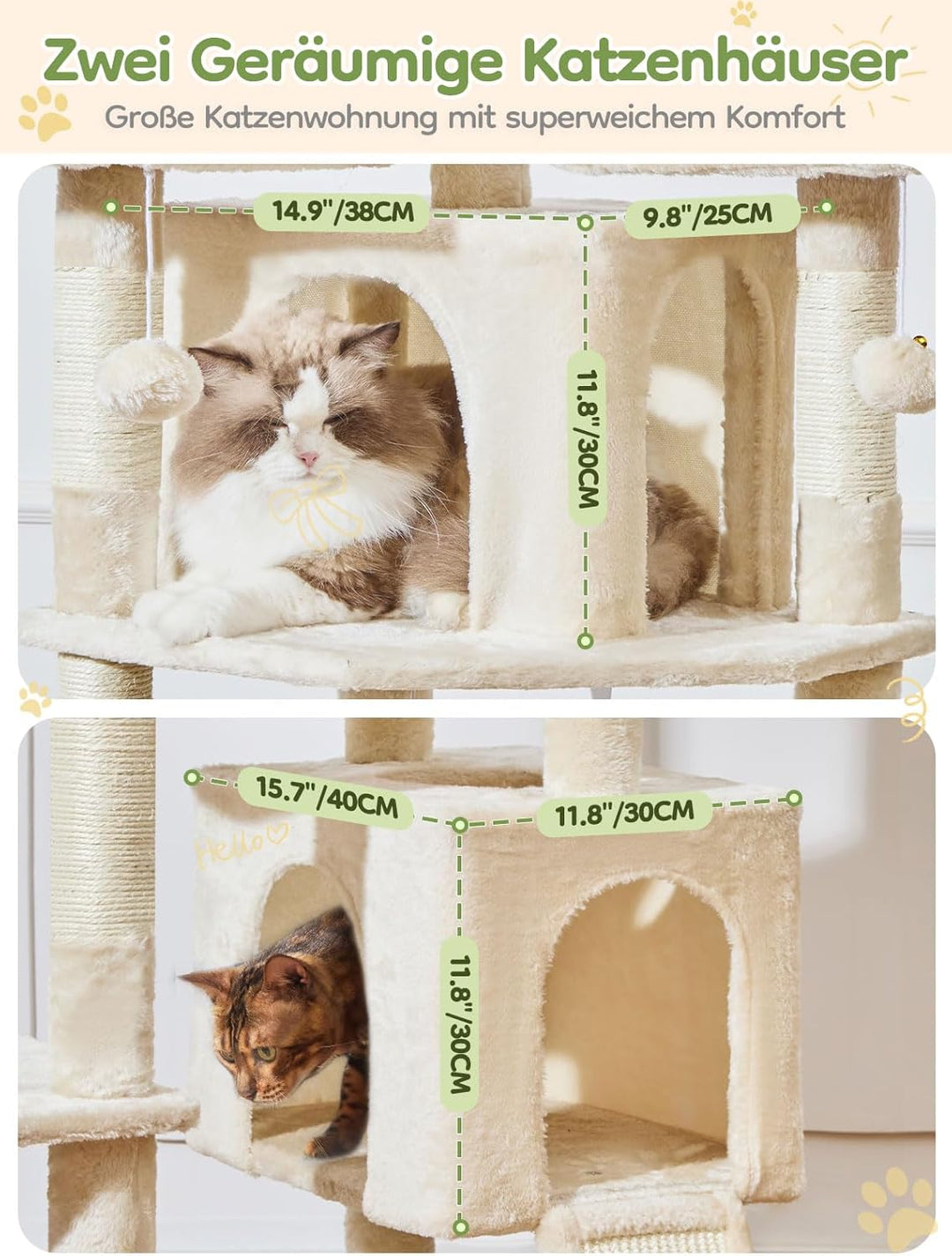 Taoqimiao 193cm Kratzbaum XXL, Grosser Katzenbaum Für Grosse Katzen, MS047M | 3 Grosse Plattform, Ka