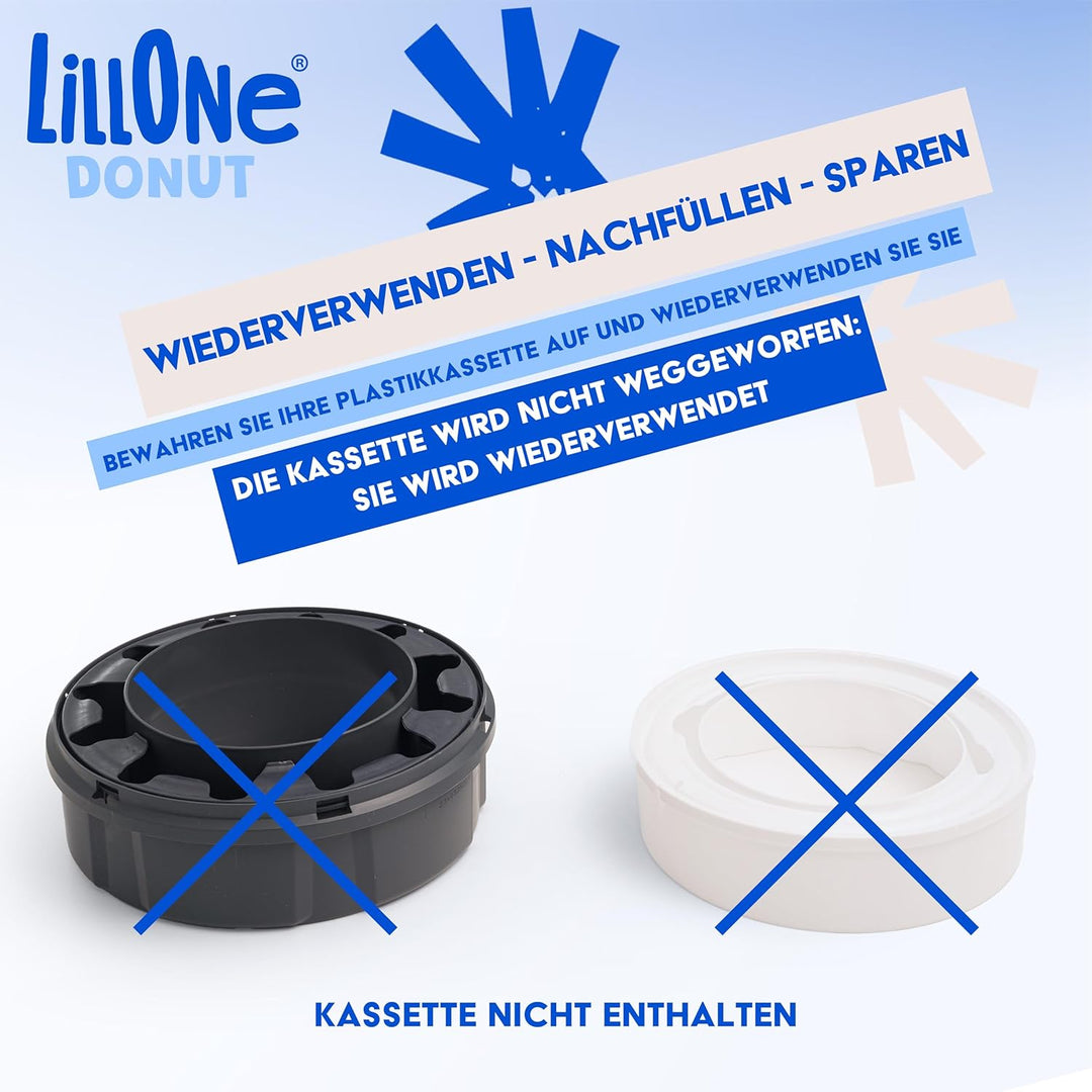 LillOne Donut 12 Universelle Extra-Lange Nachfüllkassetten für Windeleimer – Neue Anti-Geruchs-Forme