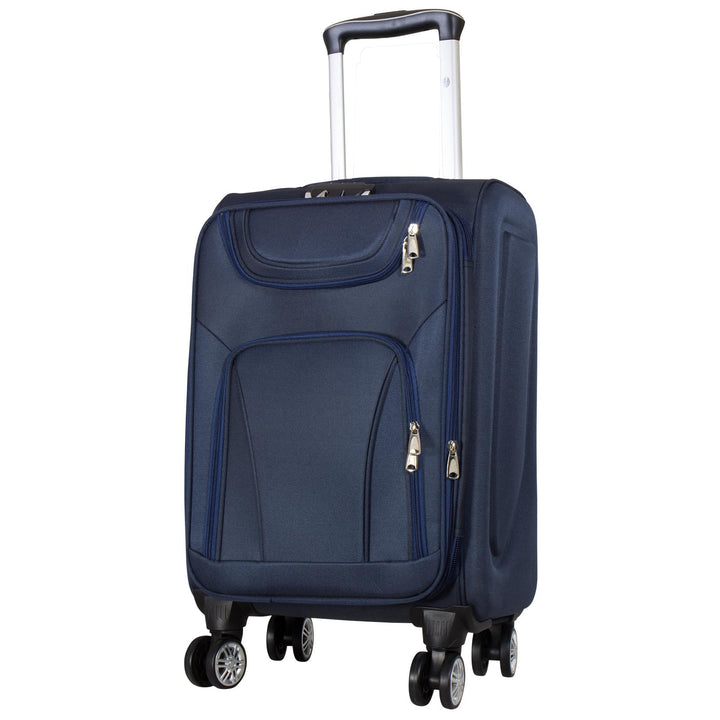 Trendyshop365 Weichgepäck Handgepäck Koffer Maribor 58cm 43 Liter 4 Rollen Zahlenschloss Blau Handge
