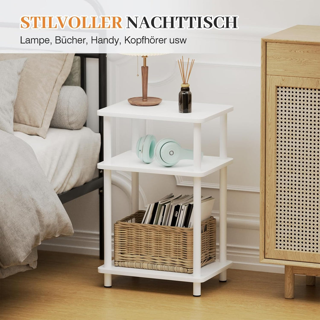 APICIZON 3 Tier Beistelltisch Schmal, Nachttisch Holz, Tisch Klein, 40x30x61.5cm, Kleiner Beistellti