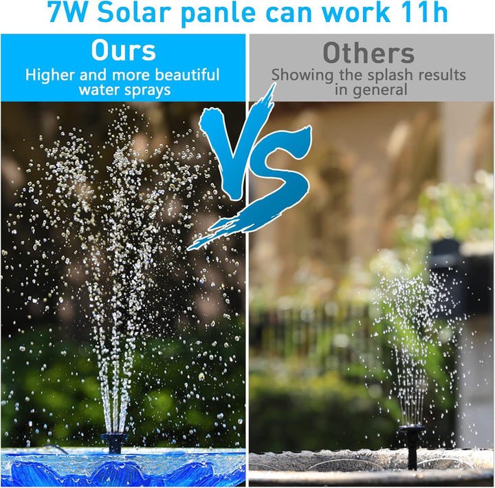 AISITIN 7W DIY Solar Springbrunnen, Upgrade Solar Teichpumpe mit 1.5m Wasserleitung und Feste Pfähle