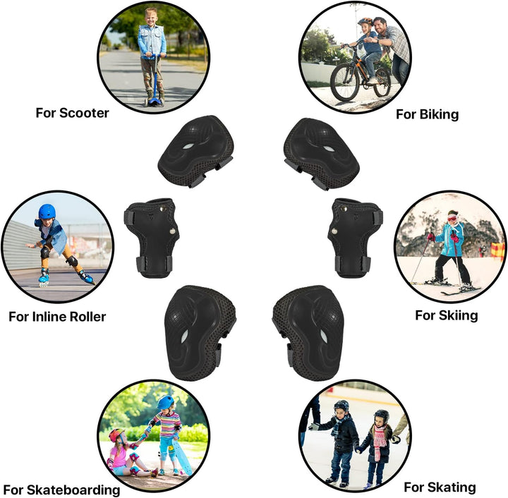 Kinder Schutzausrüstung 2-10 Jahre – Knieschoner, Ellenbogenschoner für Inliner, Rollschuhe, Skatebo