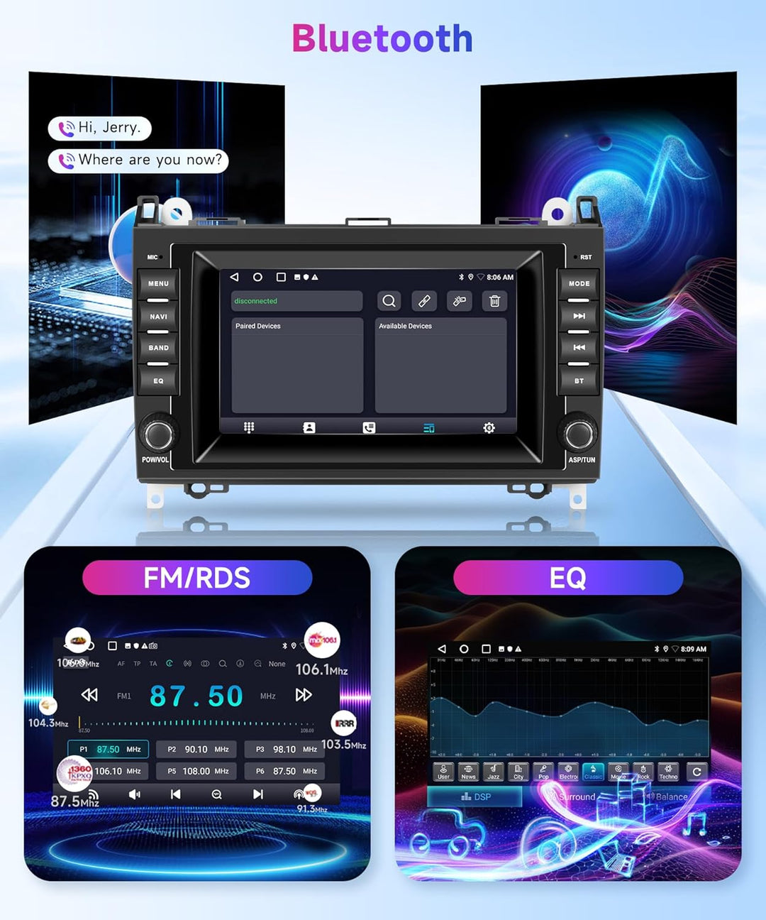 2+64G 7" Android Autoradio für Mercedes-Benz A-Klasse W169/B-Klasse W245/Viano/Vito W639/Sprinter W9