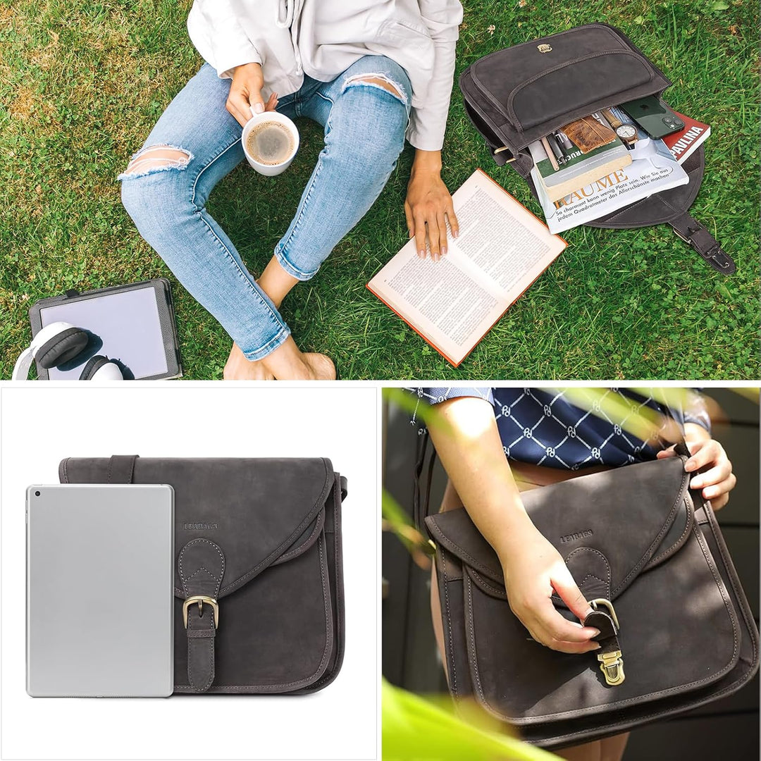 LEABAGS Leder Handtasche Damen I Premium Echtleder Umhängetasche I Damen Schultertasche I Damentasch