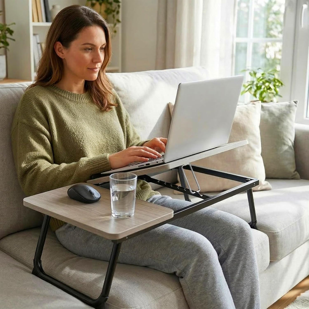 Relaxdays Laptoptisch für Bett & Couch, klappbarer Betttisch, höhenverstellbar, Betttablett, Metall,