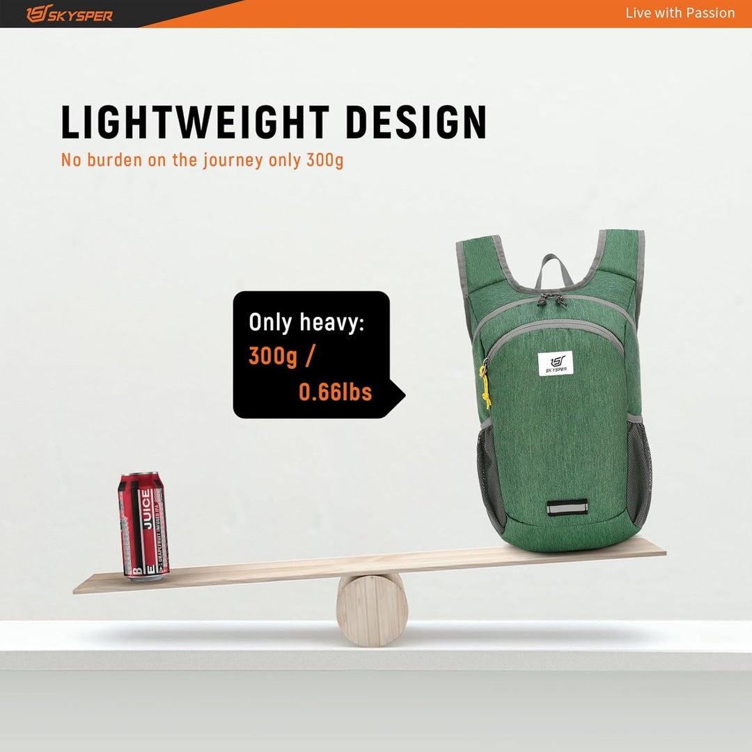 SKYSPER Faltbarer Rucksack 10L Klein Ultraleicht Tagesrucksäcke Wanderrucksack Reisenrucksack Trekki