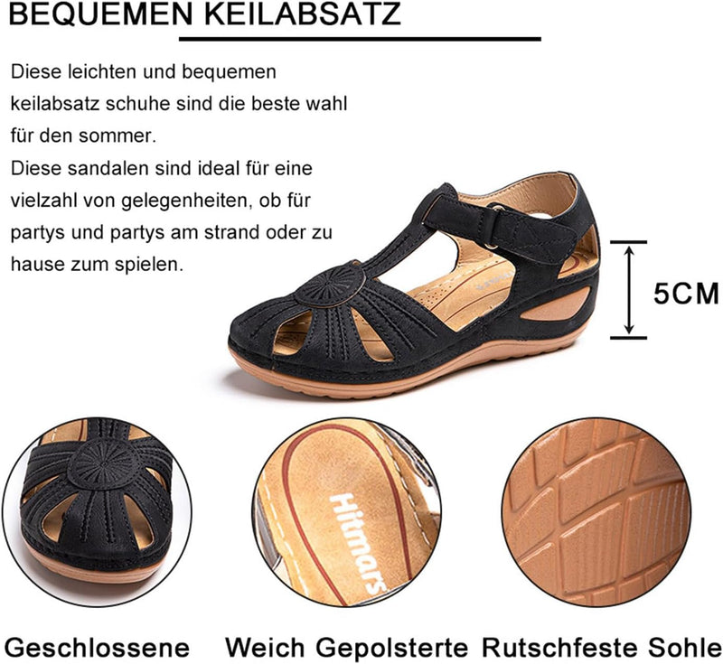 Hitmars Sandalen Damen Keilabsatz Pantoletten Plateau Geschlossene Sommer Keilsandalen Slingback Fus