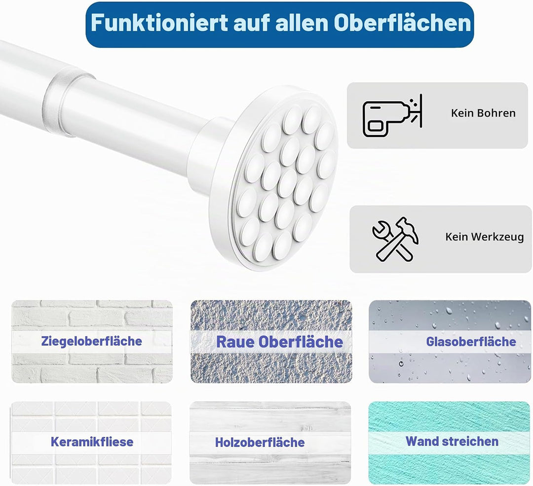 Gardinenstange Lang Duschstange ohne Bohren Ausziehbare Teleskopstange Vorhang Duschvorhangstange fü