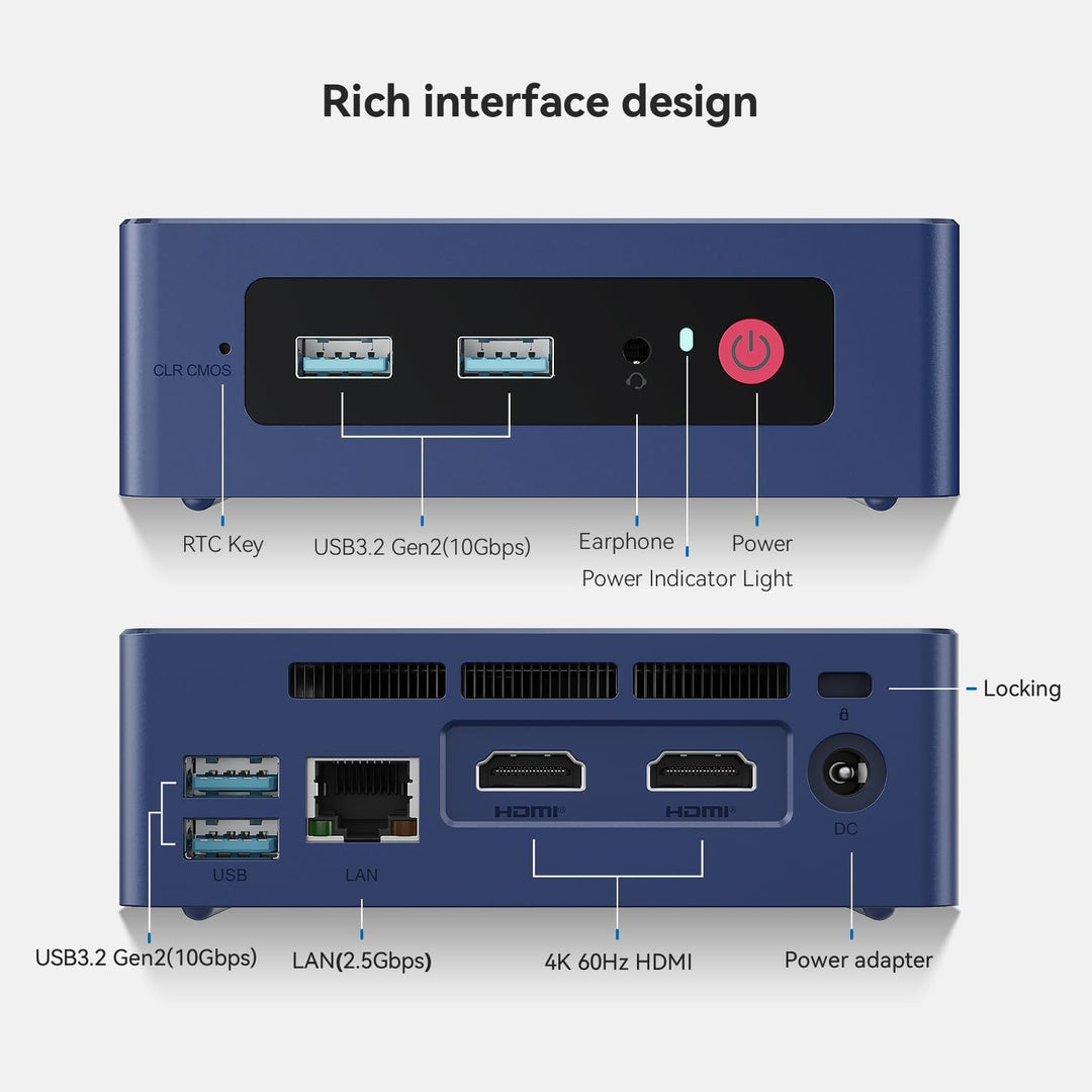 Beelink Mini PC, 12. Gen Intel Alder Lake-N100 Prozessor (bis zu 3.40GHz), MINI-S12 W11 Pro Computer
