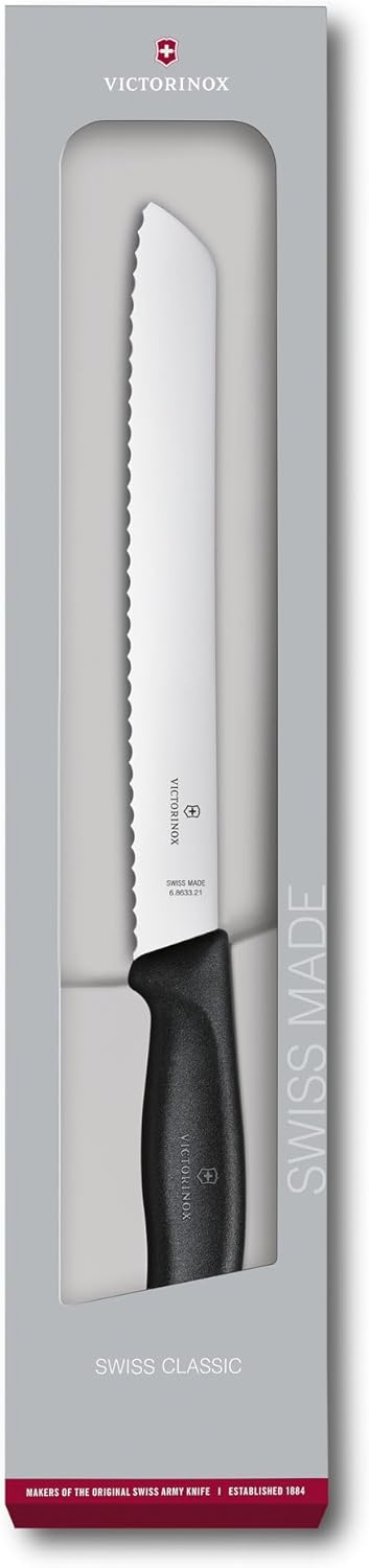 Victorinox, Swiss Classic, Profi Brotmesser, Extra Scharfe Klinge, Wellenschliff, 21 cm, Robuster Ku