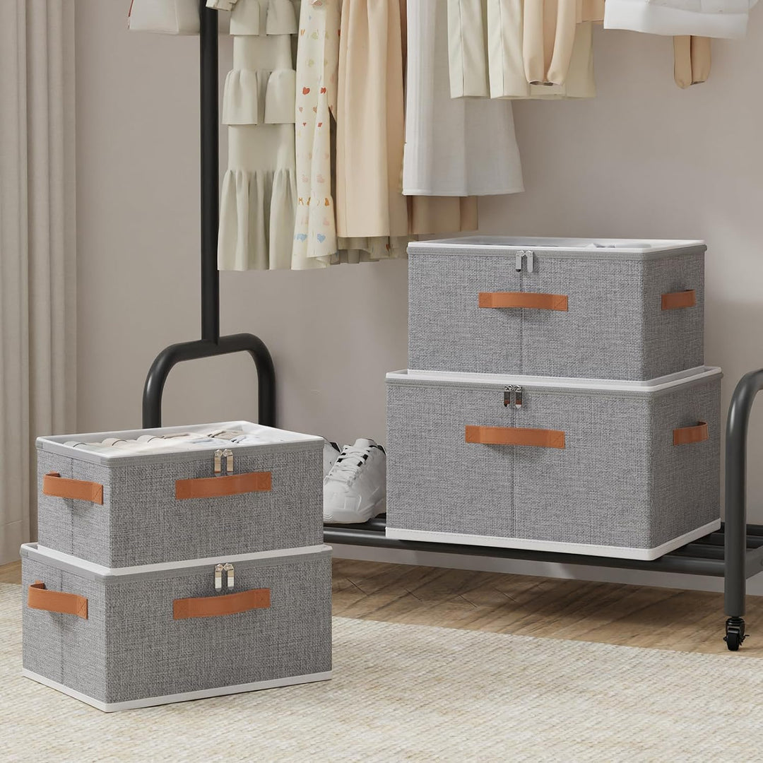 OUTBROS Aufbewahrungsbox mit Deckel, Faltbare Stoffboxen, Kleiderschrank Organizer, Unterbett Aufbew