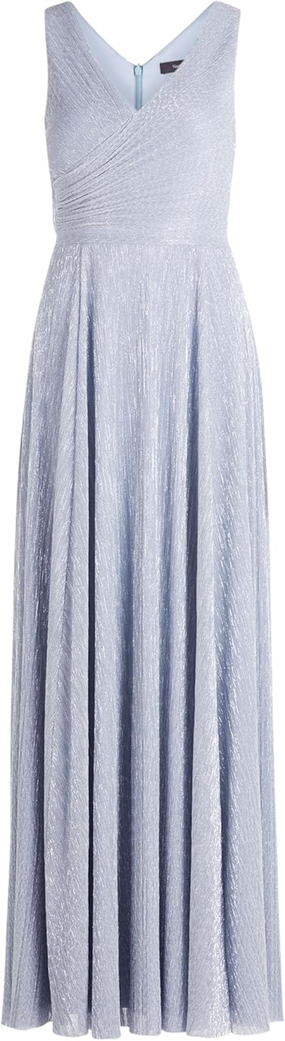 Vera Mont Damen Abendkleid mit Plissee 38 Blau/Weiss, 38 Blau/Weiß