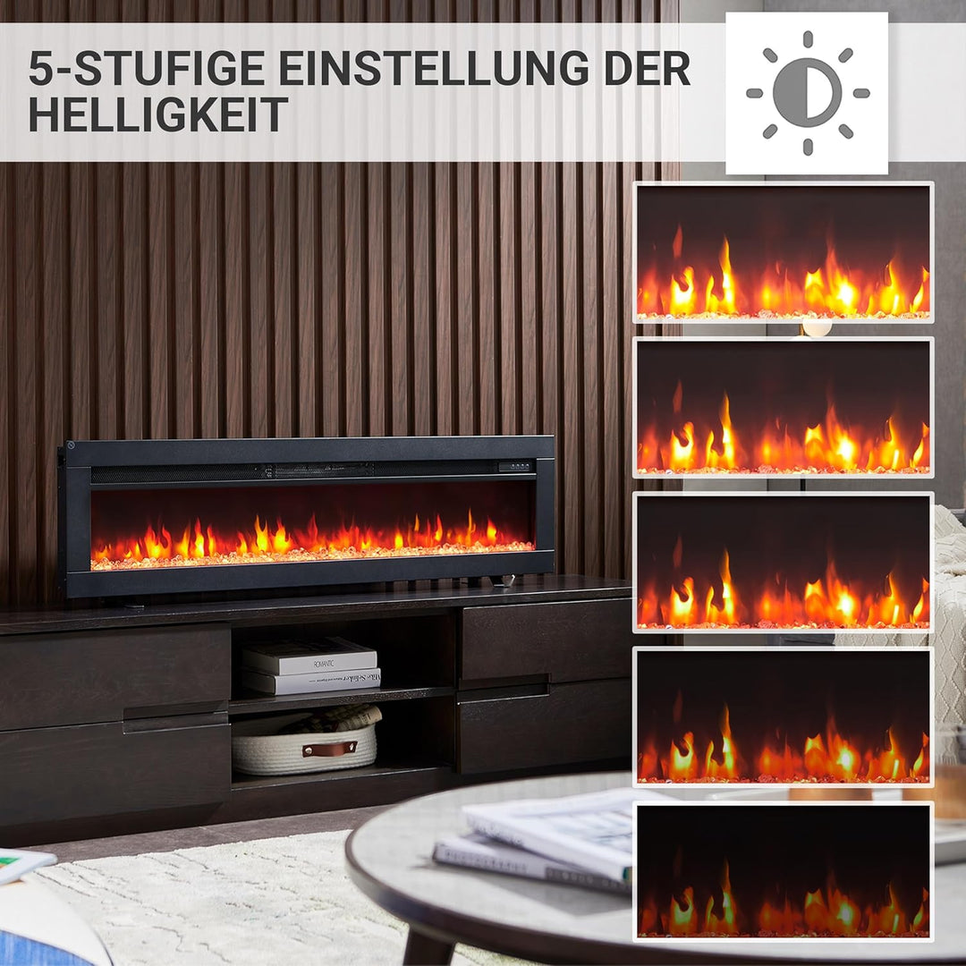 BALDERIA Agnes 50" Elektrokamin - Elektrischer Stand-, Wand- oder Einbaukamin mit Heizung 1000/2000