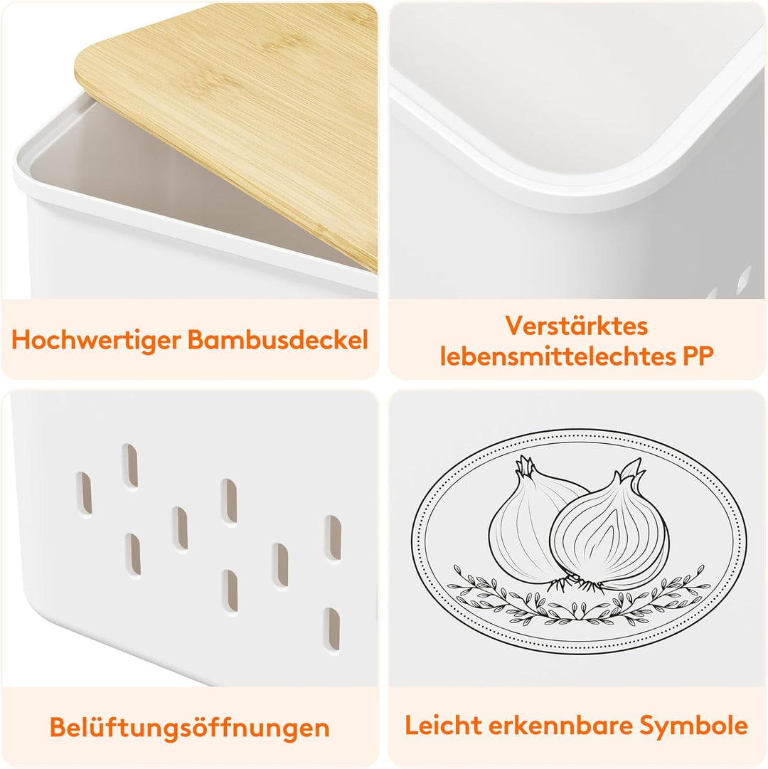 Lifewit Kartoffel Aufbewahrungsbox, 3er Set Grosse Kunttsoff Vorratsdosen für Kartoffel Zwiebel knob