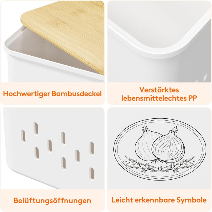 Lifewit Kartoffel Aufbewahrungsbox, 3er Set Grosse Kunttsoff Vorratsdosen für Kartoffel Zwiebel knob