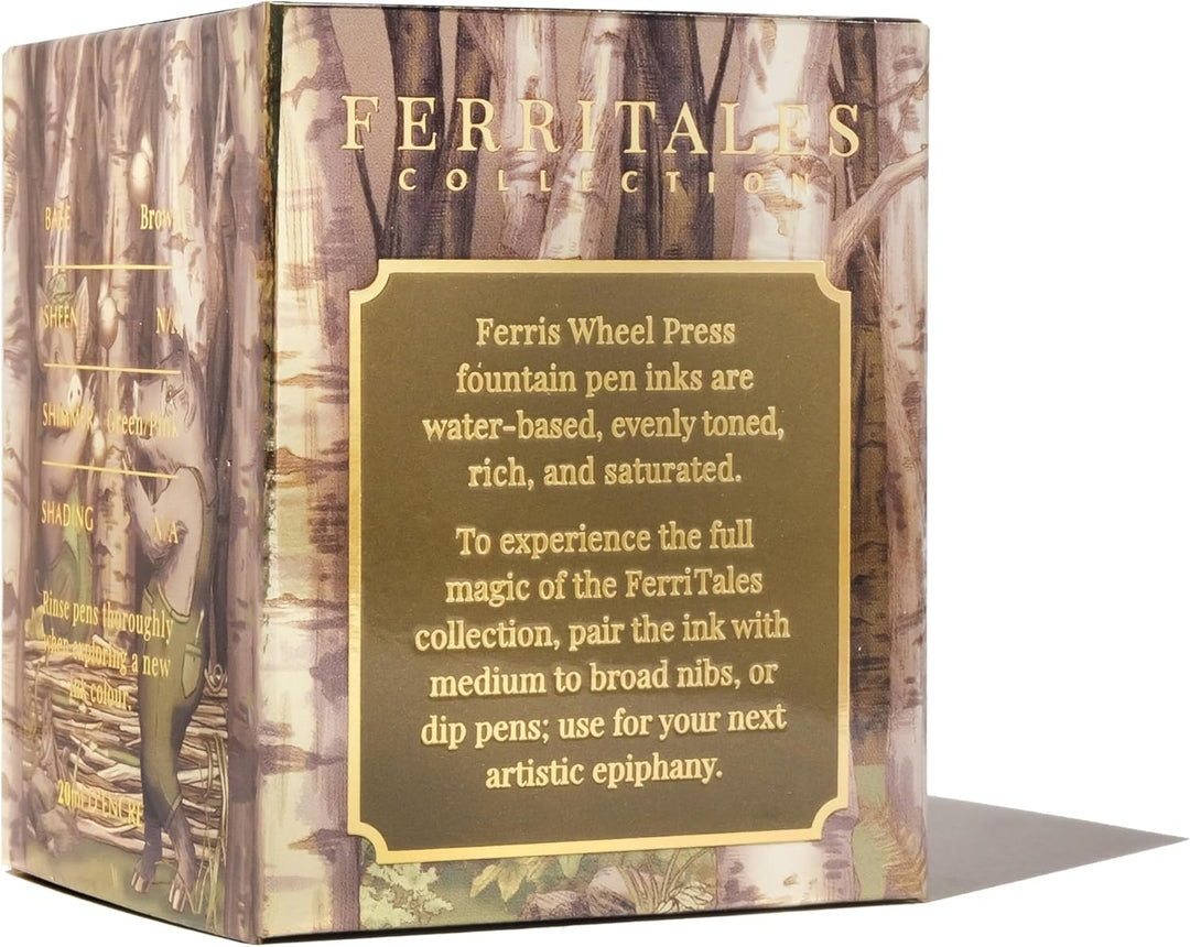 Ferris Wheel Press Fountain Pen Ink, FerriTales Collection, Ash Brown with Duochrome green/pink shim