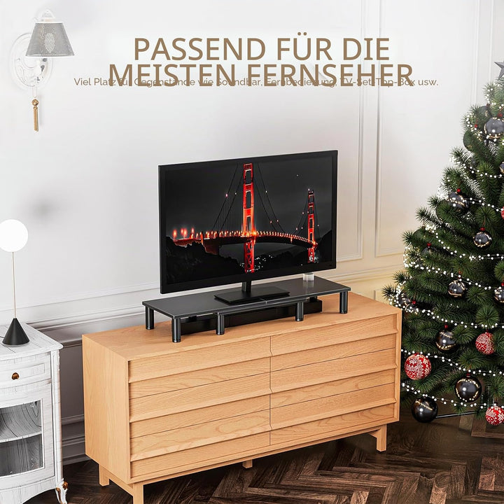 AX WABER Dual Monitor Stand Riser, einstellbare Höhe, Stahlbein, Holz Monitorständer für 2 Monitore