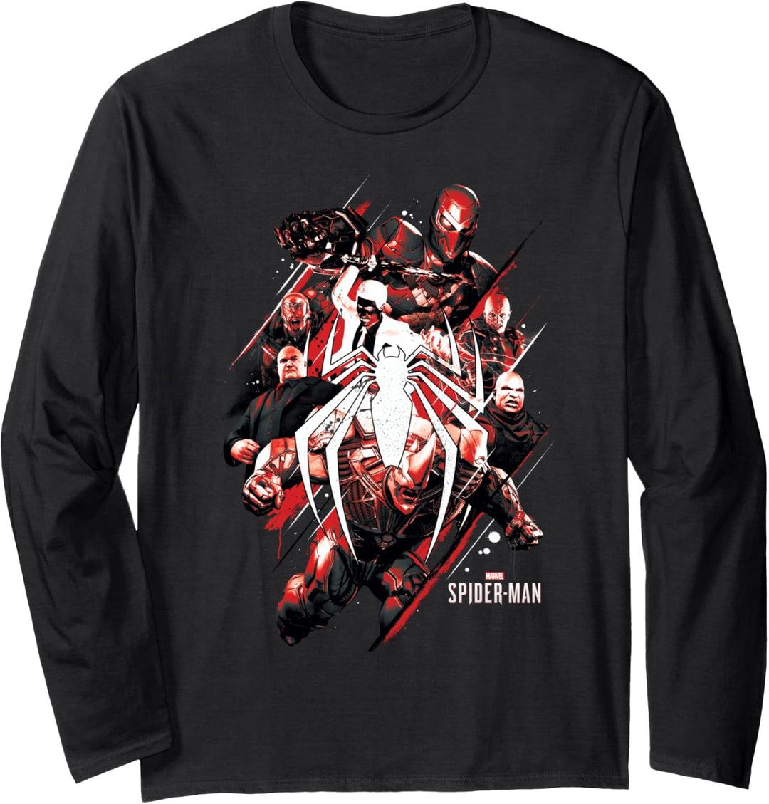 Marvel Spider-Man Logo Villain Collage Langarmshirt
