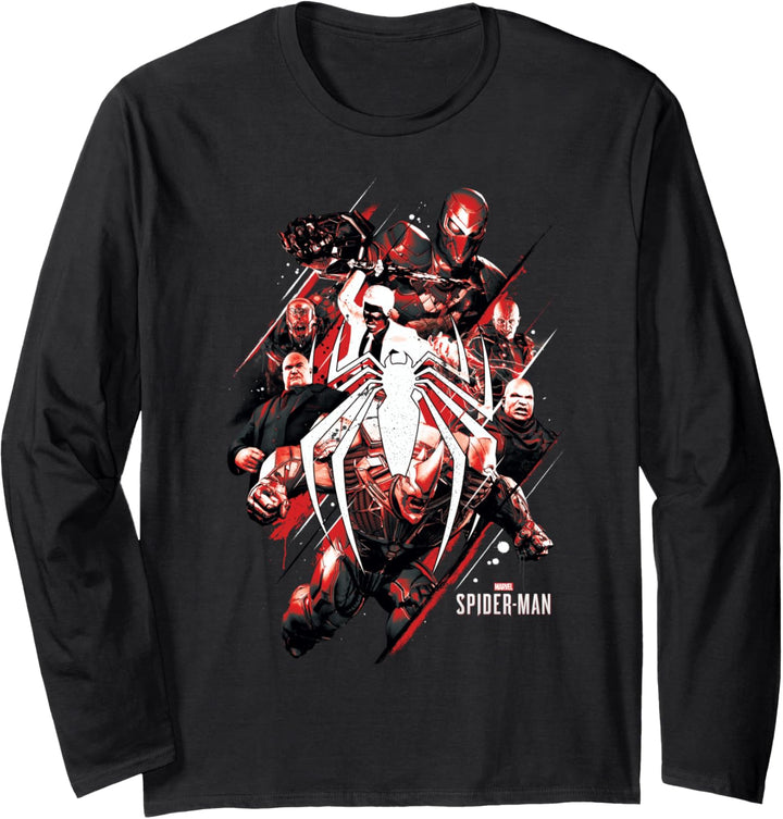 Marvel Spider-Man Logo Villain Collage Langarmshirt
