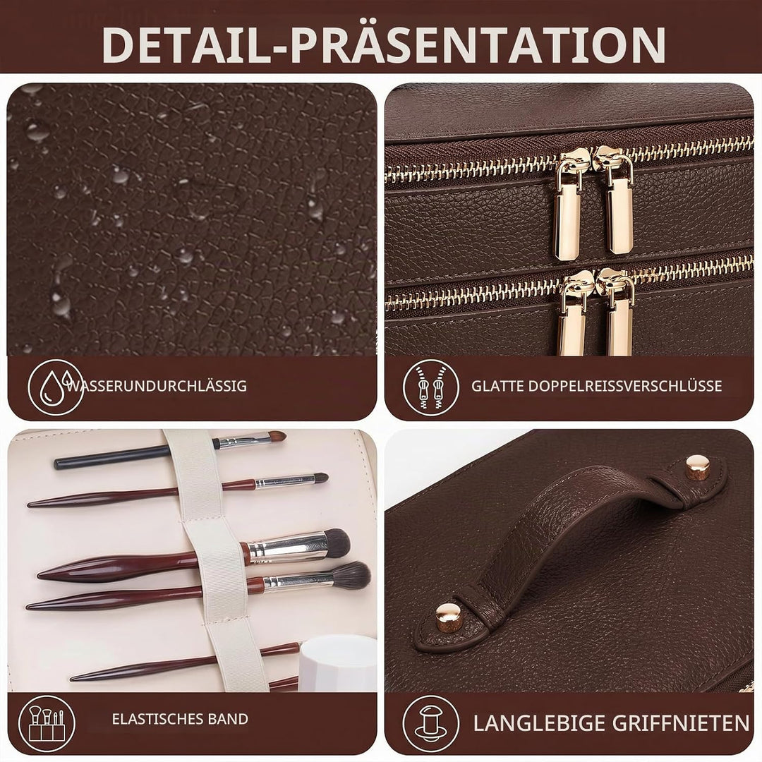 Kosmetiktasche,Kosmetiktasche Damen,Kosmetiktasche Mit Grossem Fassungsvermögen und Zwei Ebenen,Reis