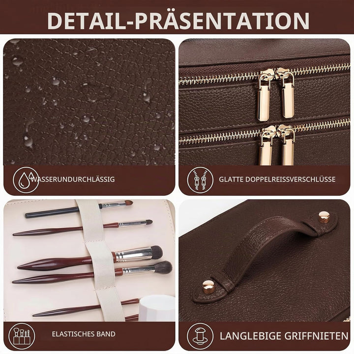 Kosmetiktasche,Kosmetiktasche Damen,Kosmetiktasche Mit Grossem Fassungsvermögen und Zwei Ebenen,Reis