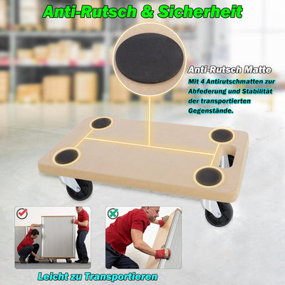 VA-Cerulean Rollbrett 4 Stück Transportroller Möbelroller mit Gummipads Rollbretter max. 200 kg Trag