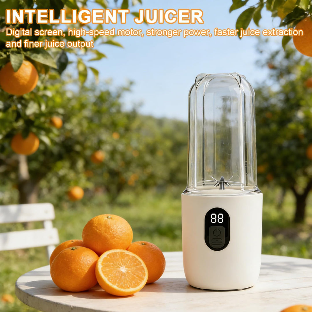 Tragbarer Mixer 500ML, Smoothie Maker to go mit Digitalanzeige & 16-Blatt Klingen Edelstahl, USB Auf