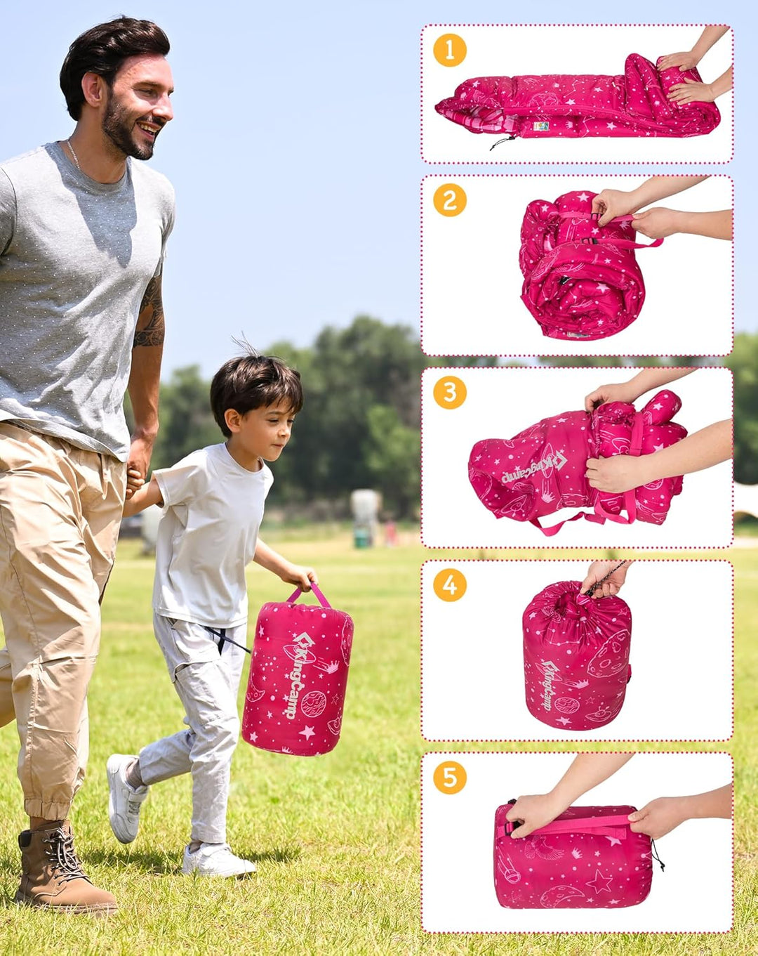 Kingcamp Kinderschlafsack Baumwolle Flanell Sommer bis 145cm | Deckenschlafsack für Kinder 10-12 Jah