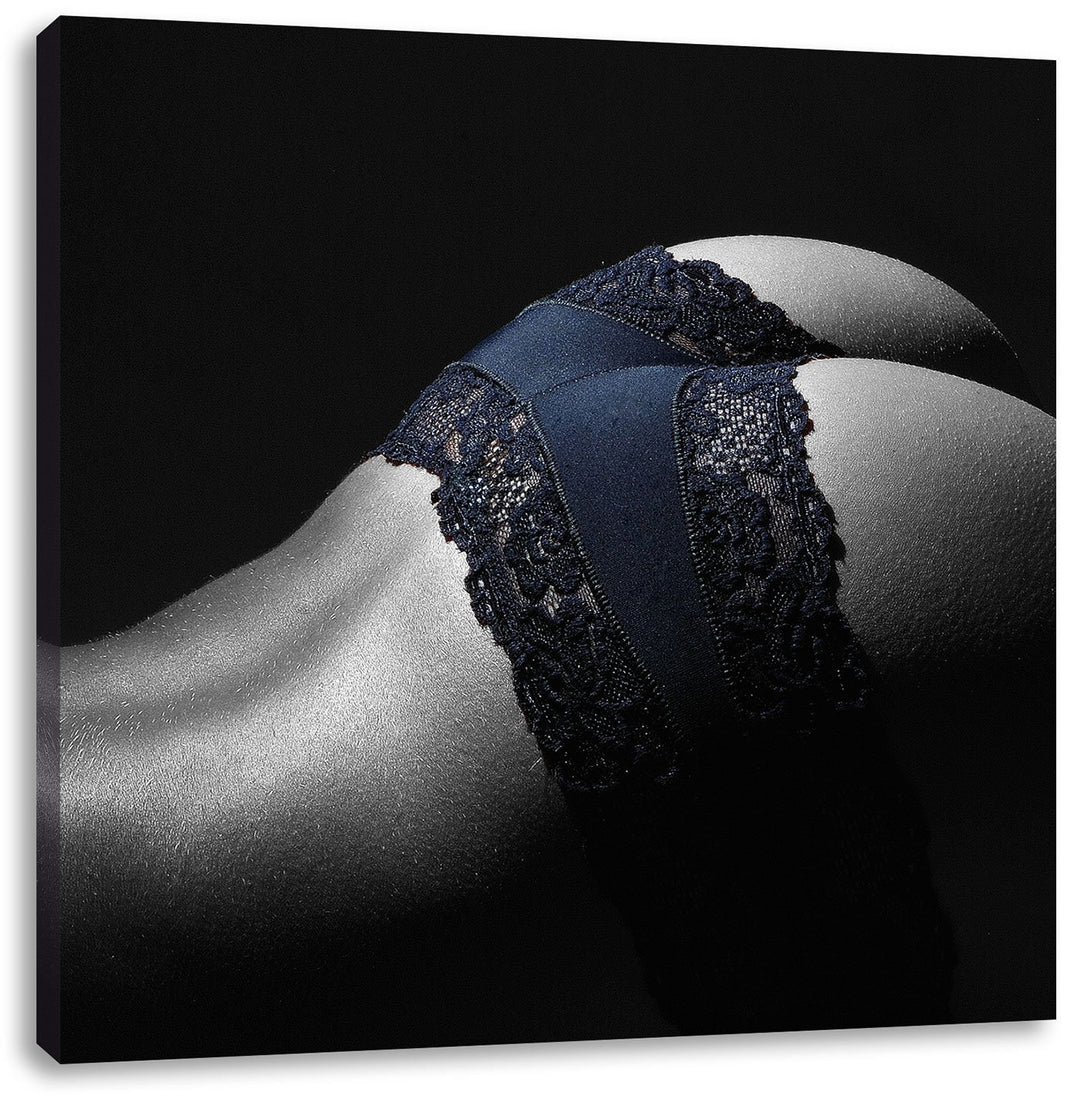 Pixxprint Heisser Frauenpo in sexy Dessous Schwarz/Weiss, Format: 70x70 auf Leinwand, 70x70