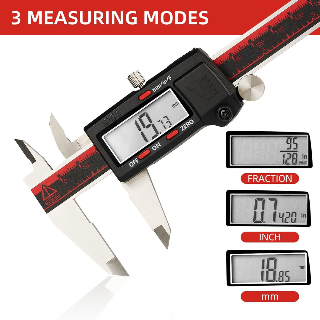 VINCA DCLA-0605 Electronic Digital Caliper Inch/Metric/Fractions Conversion 0-6 Inch/150 mm Stainles