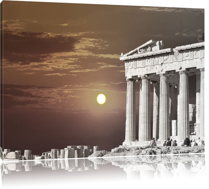 schöner Tempel der Athene schwarz/weiss Format: 100x70 auf Leinwand, XXL riesige Bilder fertig gerah